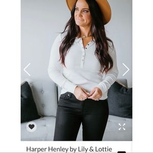 LILY & LOTTIE WHITE RIBBED HENLEY, L
